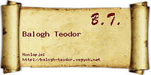 Balogh Teodor névjegykártya